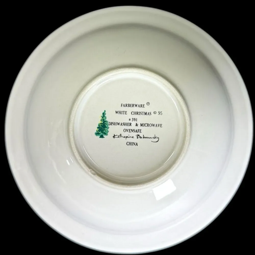 Vintage Farberware 1995 White Christmas #391 Babanovsky-Lot of 3 Cereal‎ Bowls